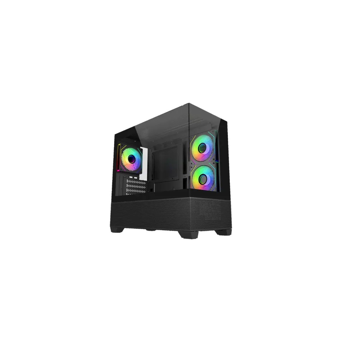 Gabinete Cooler Master Elite 490 Mini Tower 3 Fans 120mm ARGB Tempered Glass Black s/Fuente