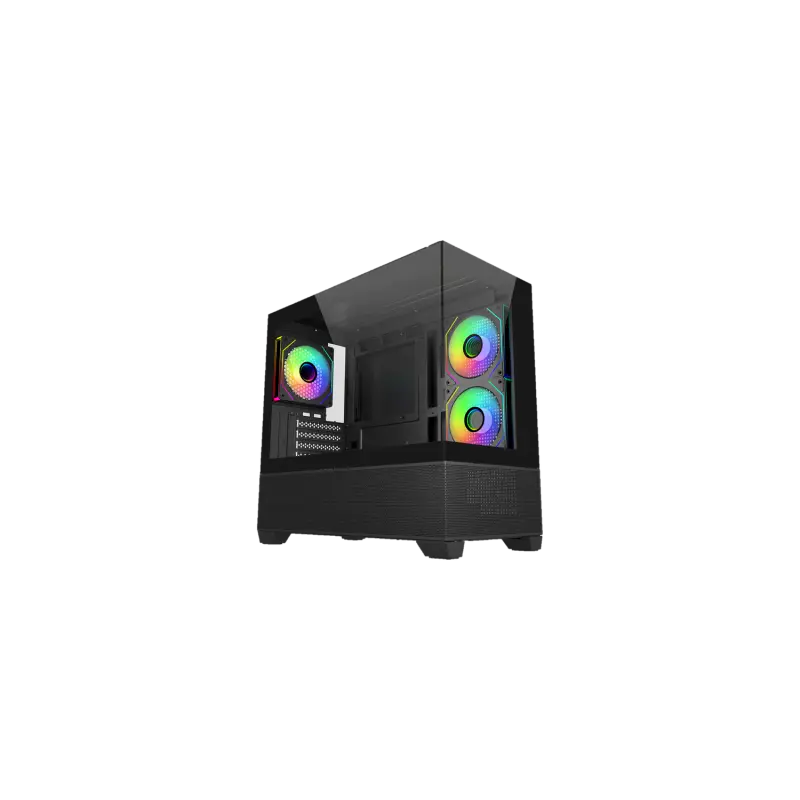 Gabinete Cooler Master Elite 490 Mini Tower 3 Fans 120mm ARGB Tempered Glass Black s/Fuente
