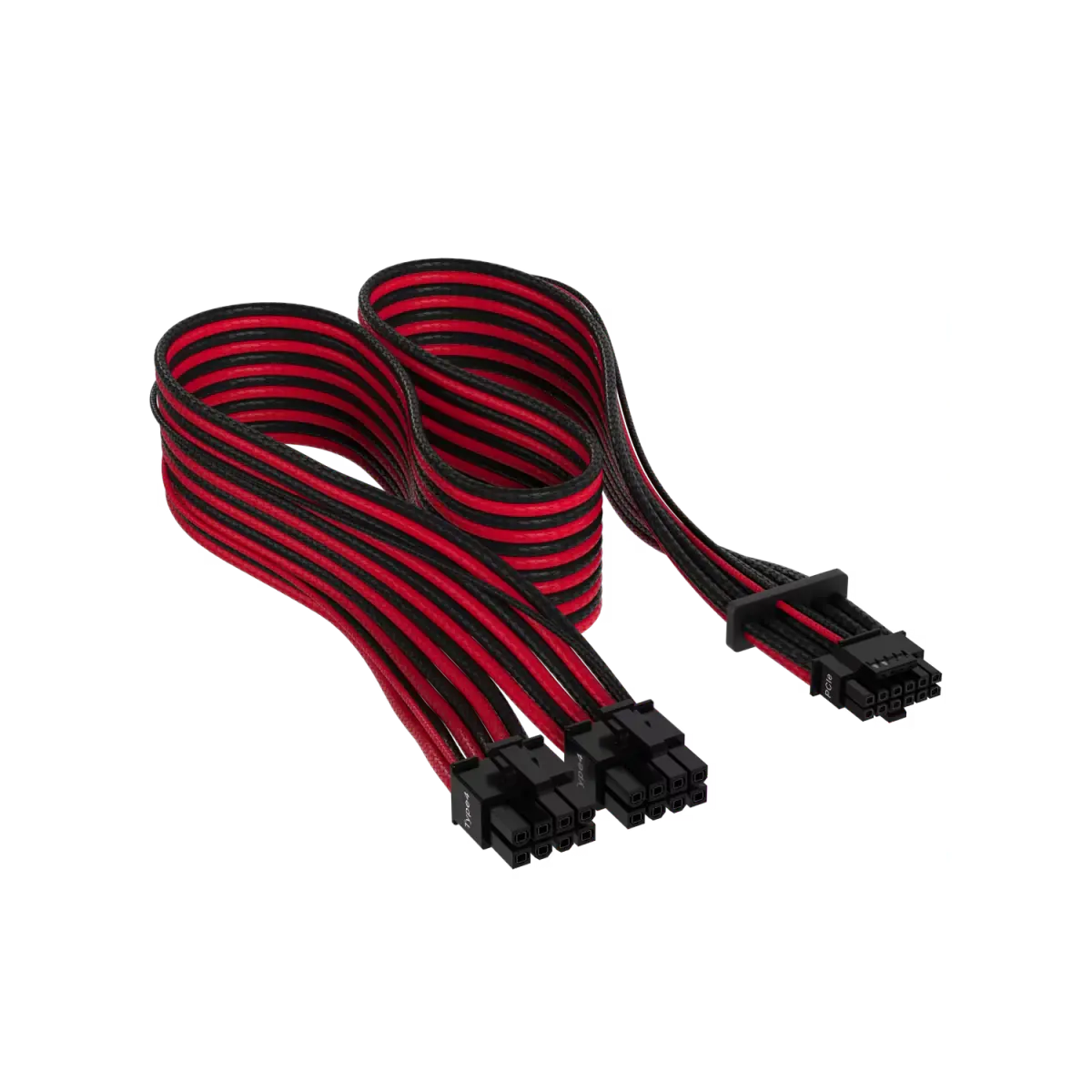 Cable con fundas individuales PCIe Gen 5 12V-2x6 de 600 W y 12 4 patillas con funda individual, Type 4, ROJO/NEGRO