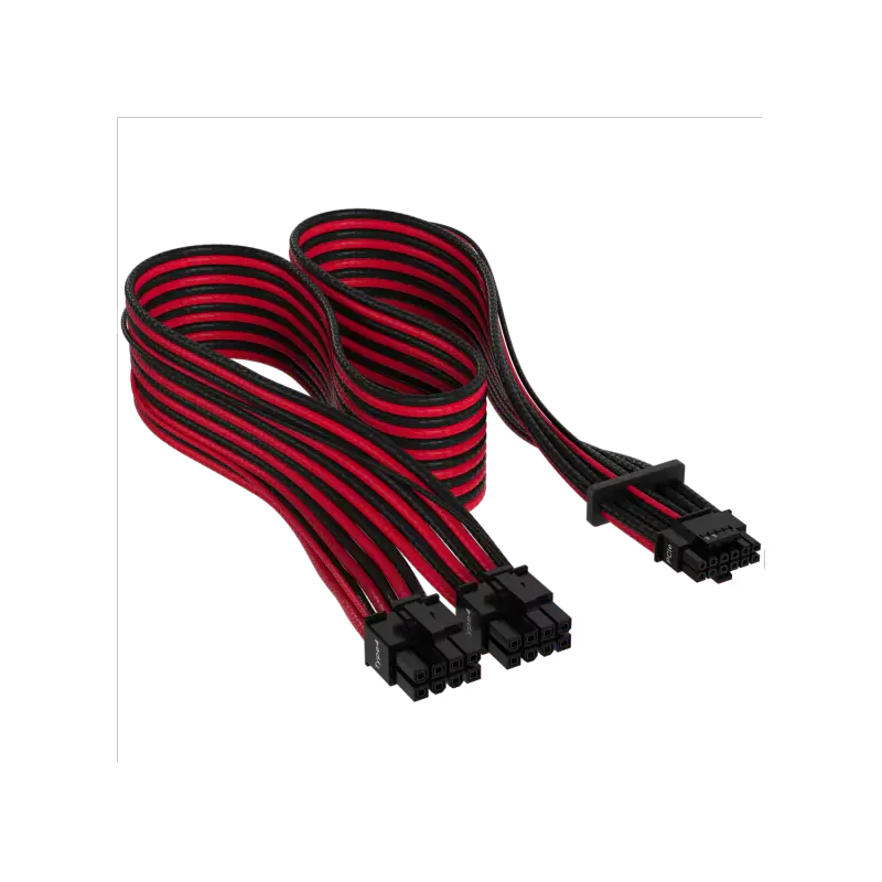 Cable con fundas individuales PCIe Gen 5 12V-2x6 de 600 W y 12 4 patillas con funda individual, Type 4, ROJO/NEGRO