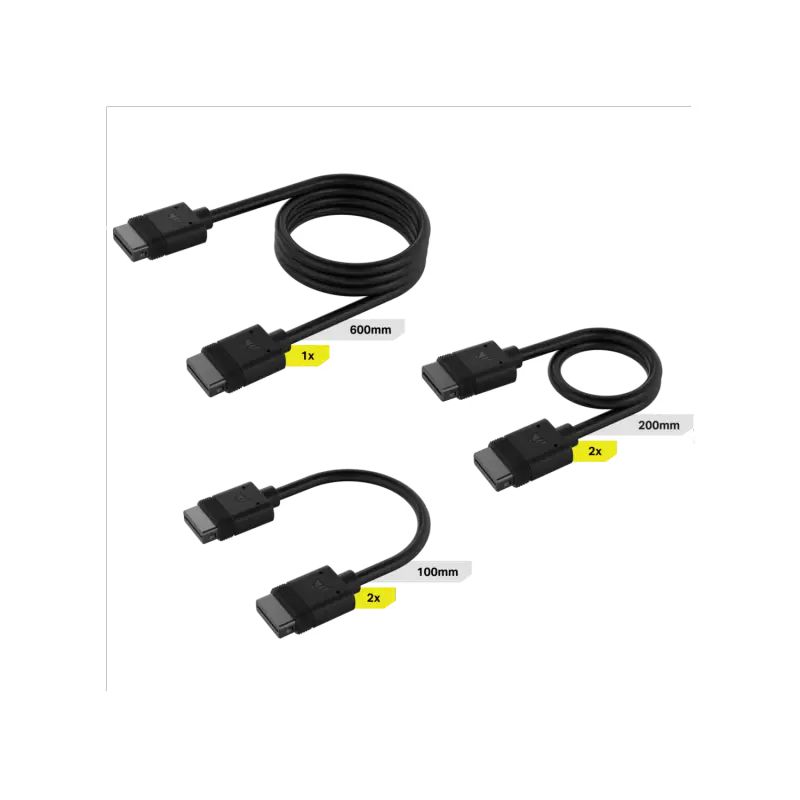 Cable CORSAIR iCUE LINK Kit x5 conector derecho negro