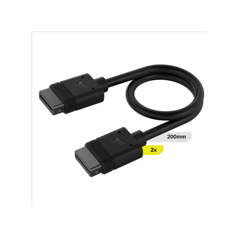 Cable CORSAIR iCUE LINK 2x 200mm con conector derecho negro