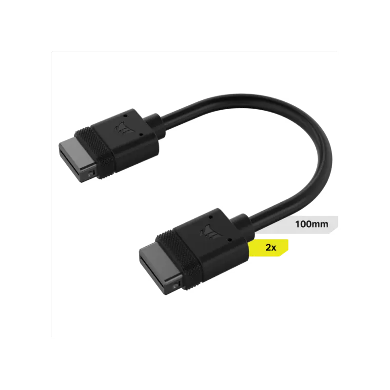 Cable CORSAIR iCUE LINK 2x 100mm con conector derecho negro