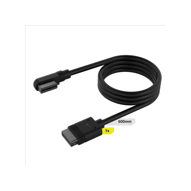 Cable CORSAIR iCUE LINK 1x 600mm con conector 90° negro