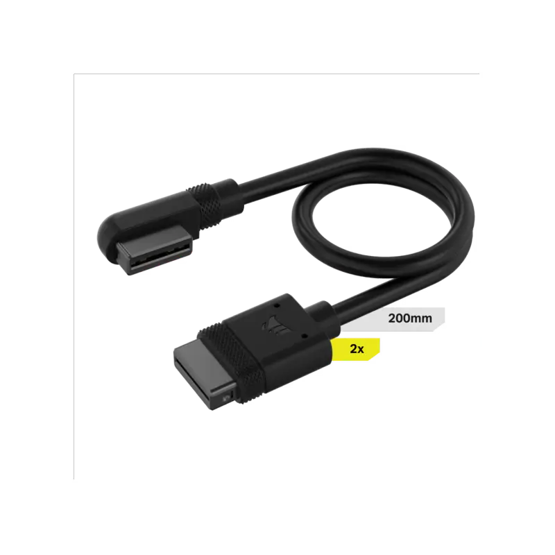 Cable CORSAIR iCUE LINK 2x 200mm con conector 90° negro