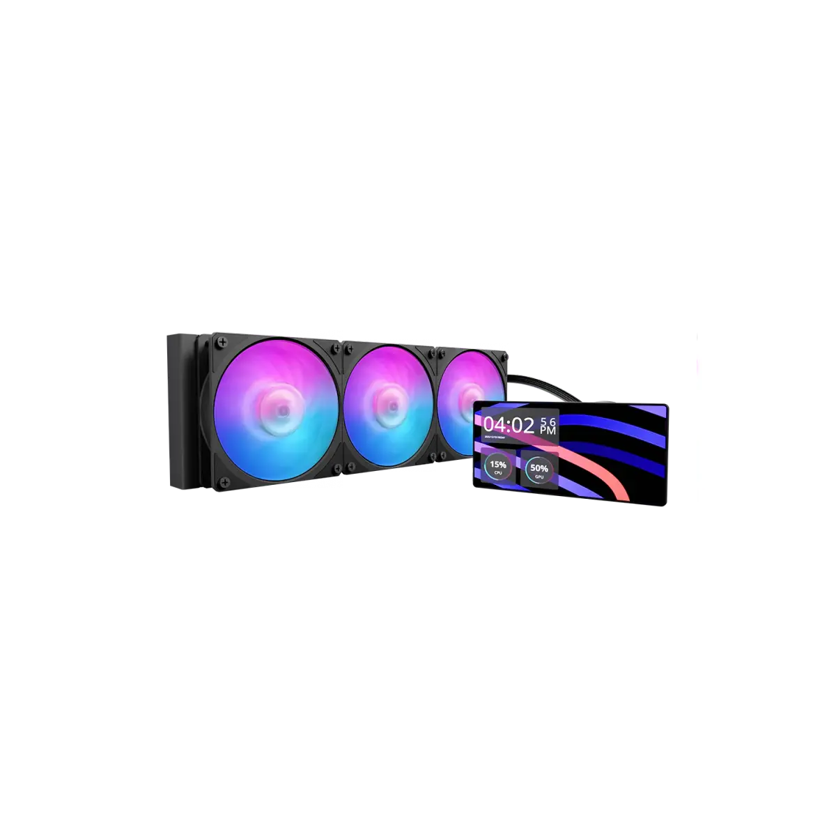 Water Cooler Cooler Master MasterLiquid Core LCD 6" 360 3 Fans 120mm ARGB Black