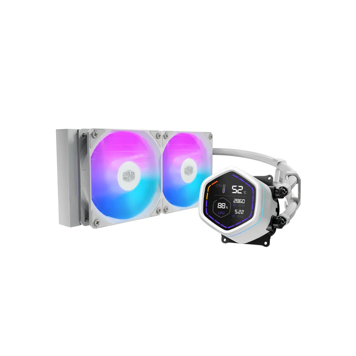 Water Cooler Cooler Master MasterLiquid Core NEX Digital 240 2 Fans 120mm ARGB White