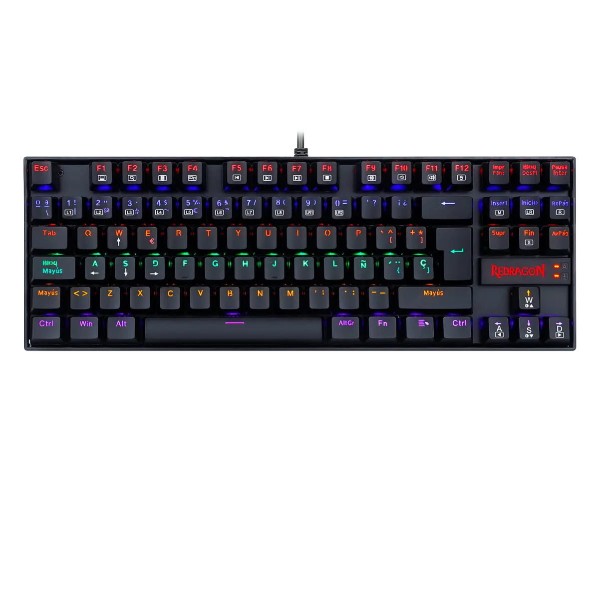 Teclado Redragon Kumara 2 K552 Rainbow Negro