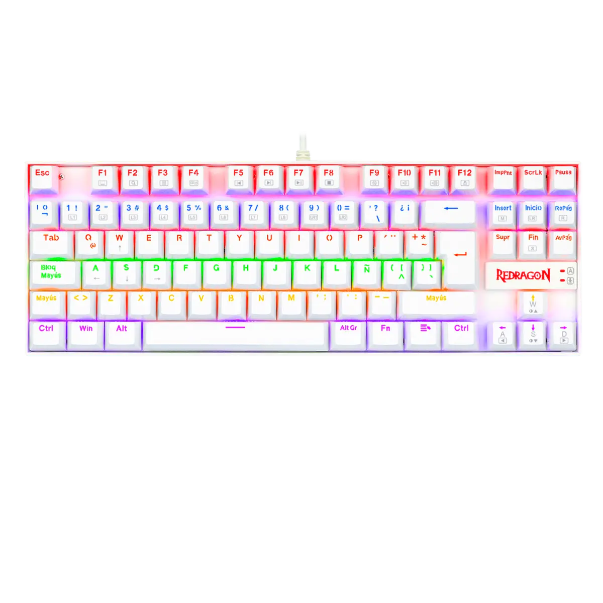 Teclado Redragon Kumara 2 K552 Rainbow Blanco