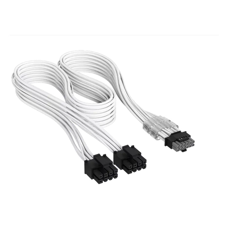 Cable Premium con funda 2x 8-Pin PCIe 12V y 2x6 600W Type 4 Blanco